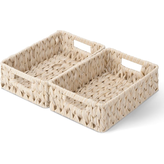 GRANNY SAYS Wicker Storage Baskets for Shelves, Brown Wicker Baskets, 2Pack