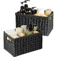 thumbnail image 1 of GRANNY SAYS Wicker Storage Baskets for Shelves, Waterproof Woven Baskets for Organizing, Hand Woven Rectangle Basket for Pantry, Black, 2-Pack, 1 of 8