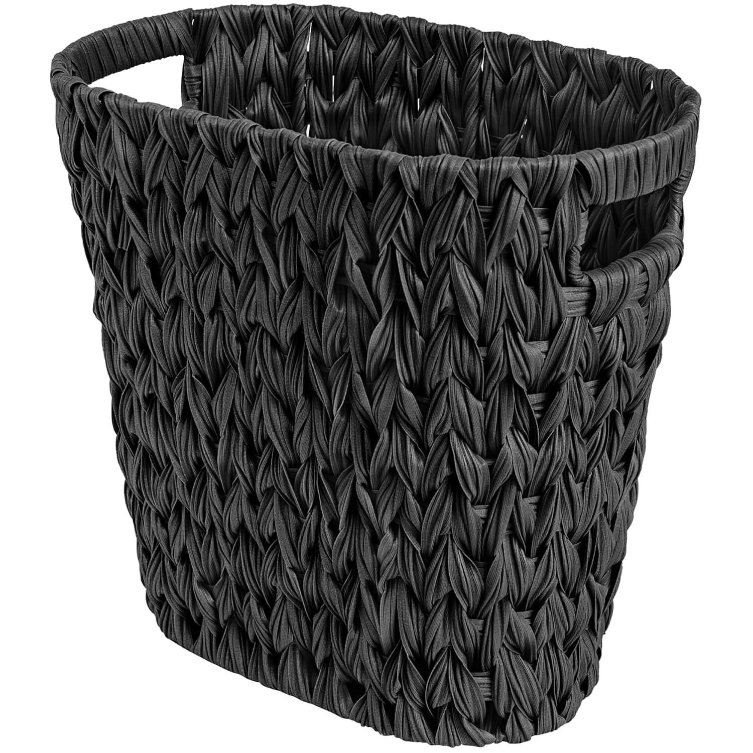 GRANNY SAYS Wicker Trash Can, Waterproof Bathroom Waste Basket, Handwoven Decorative Garbage Can, 19 Liters,/5 Gallons, Black