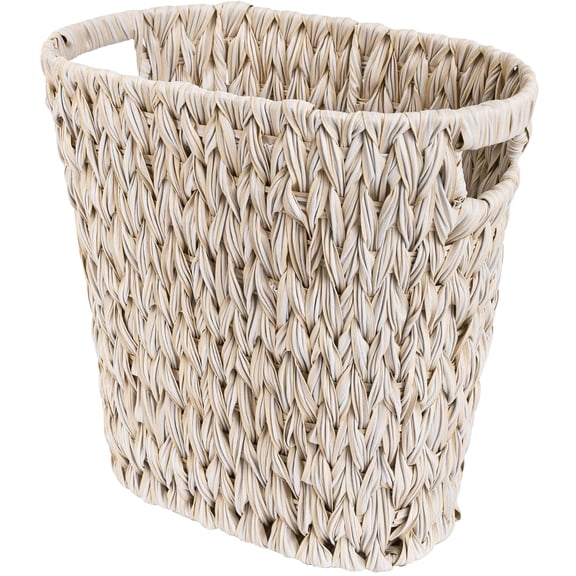 GRANNY SAYS Wicker Trash Can, Waterproof Bathroom Waste Basket, Handwoven Decorative Garbage Can, 19 Liters,/5 Gallons, White