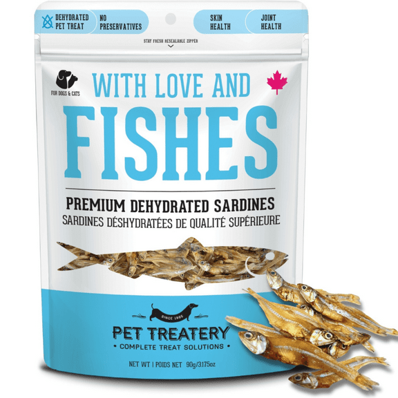 The Granville Island Pet Treatery Pure Proteins with Love and Fishes Sardine Treats for Dogs & Cats, 90 Gram