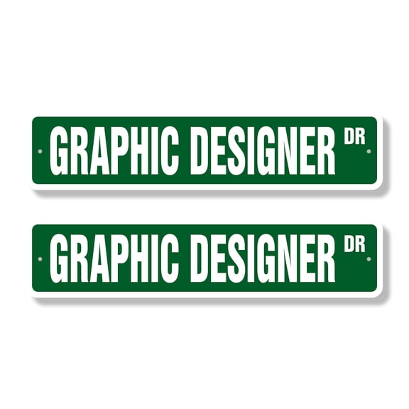 GRAPHIC DESIGNER Classic Street Sign (2 Pack) web design artist logo commercial Road Sign | 4" X 18" Plastic Address Sign