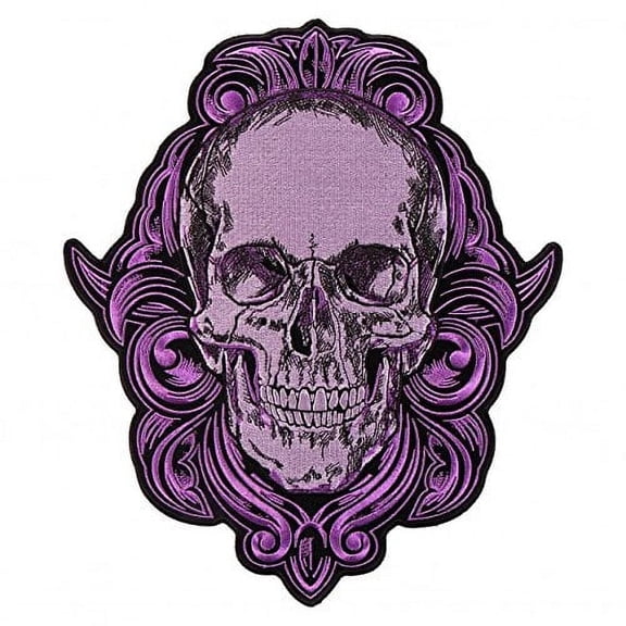 GRAPHIC SKULL, High Thread Embroidered Iron-On / Saw-On, Heat Sealed Backing Rayon PATCH - 10" x 11"