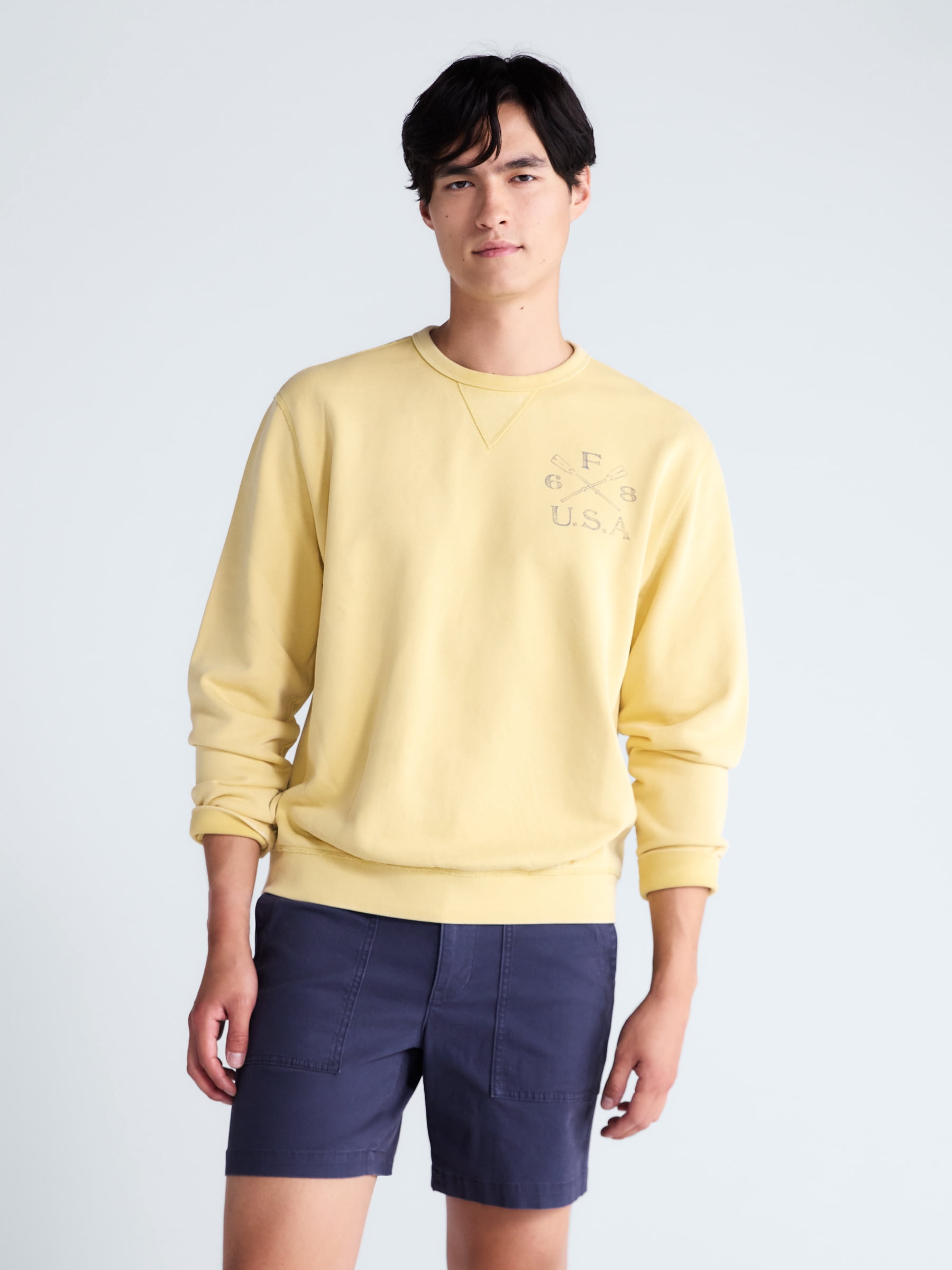Free Assembly Men's Graphic Cotton Sweatshirt with Long Sleeves, Sizes S-3XL