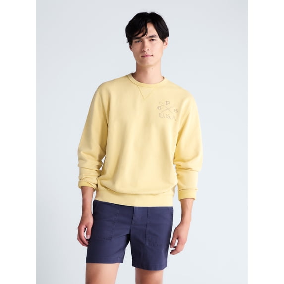 Free Assembly Men's Graphic Cotton Sweatshirt with Long Sleeves, Sizes S-3XL