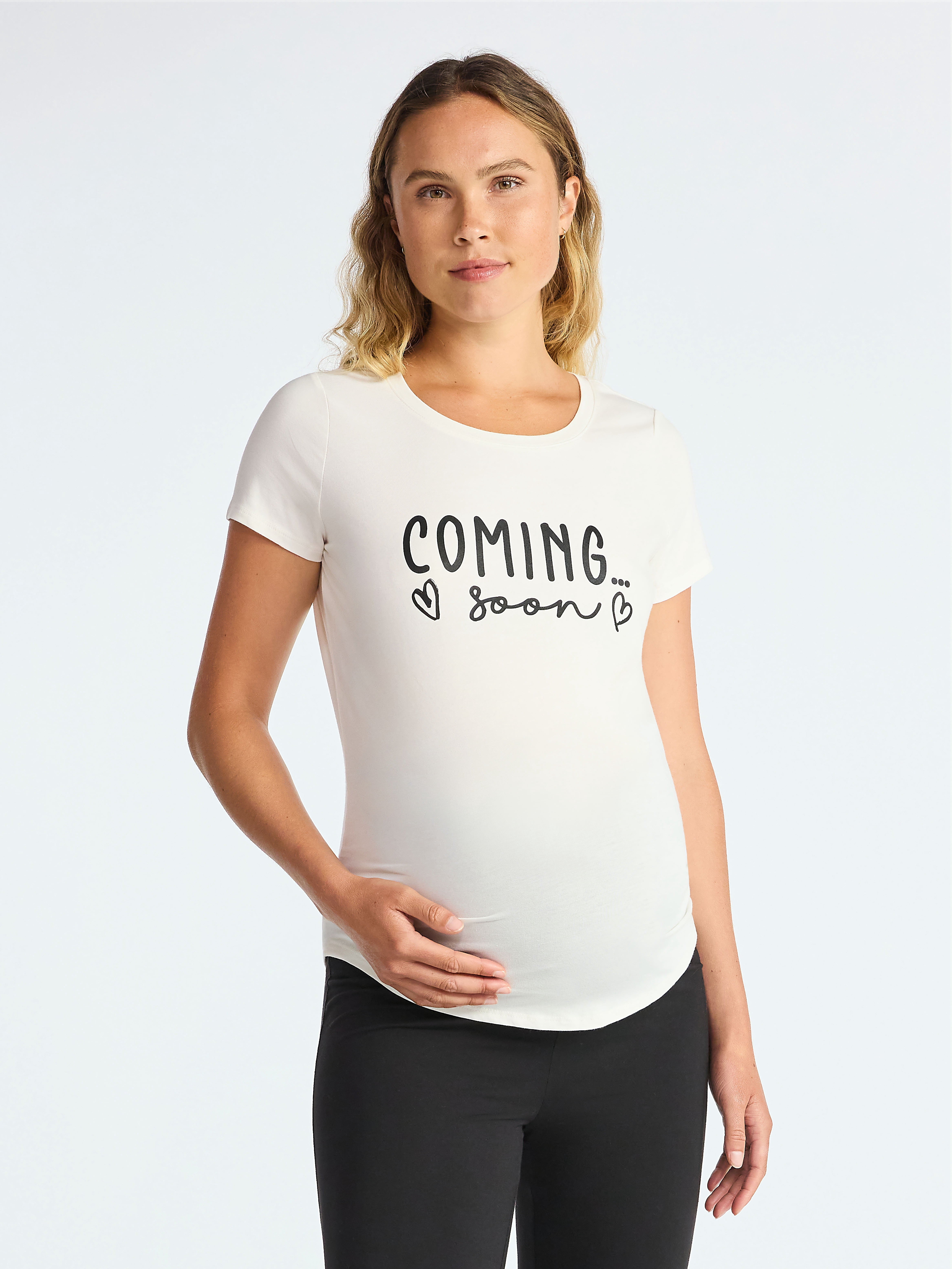 Time and Tru Women’s Maternity Graphic Tee with Short Sleeves, Sizes S-XXL