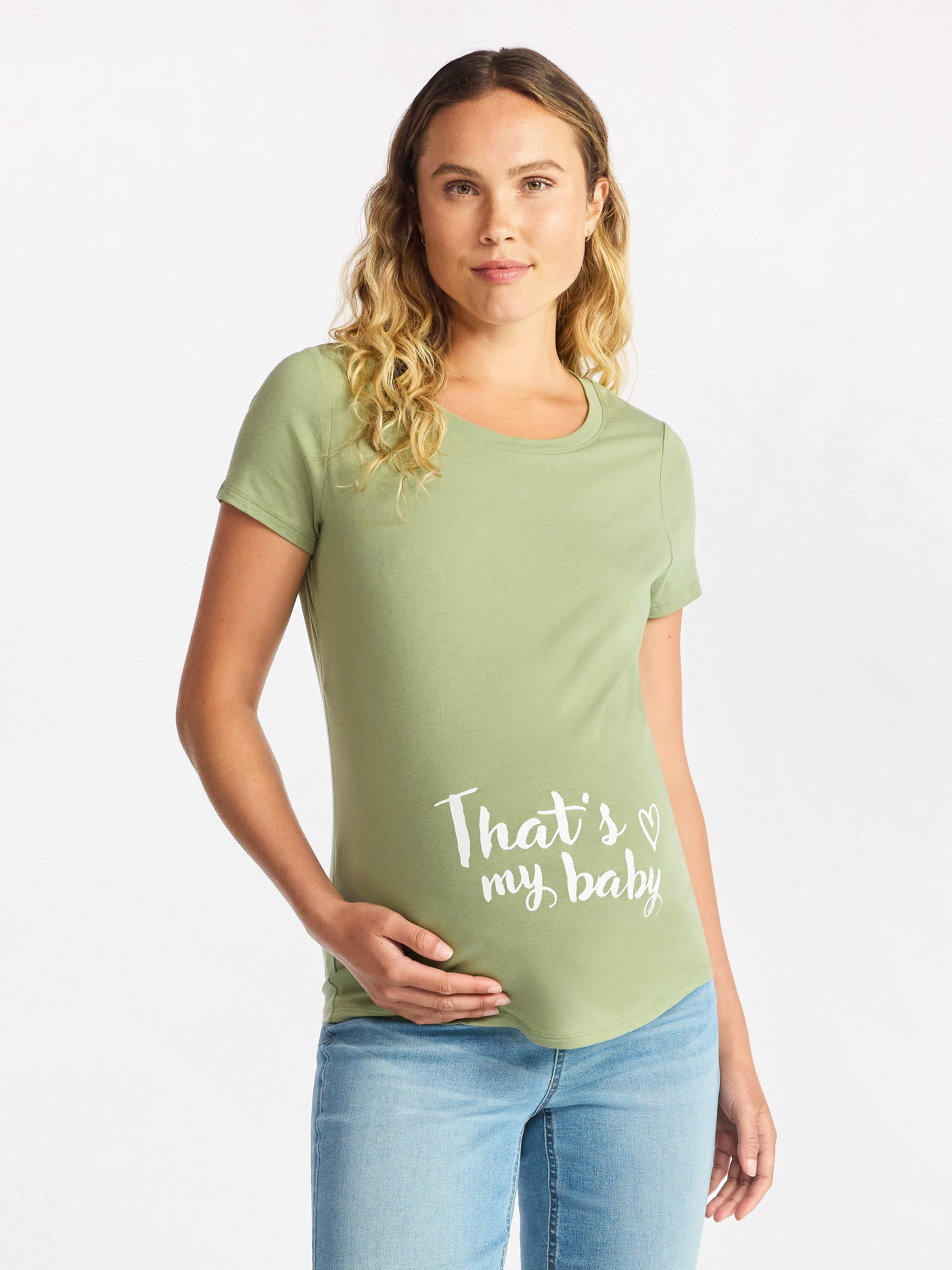 Time and Tru Women’s Maternity Graphic Tee with Short Sleeves, Sizes S-XXL