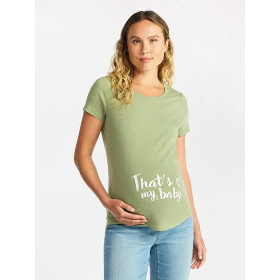 Time and Tru Women’s Maternity Graphic Tee with Short Sleeves, Sizes S-XXL