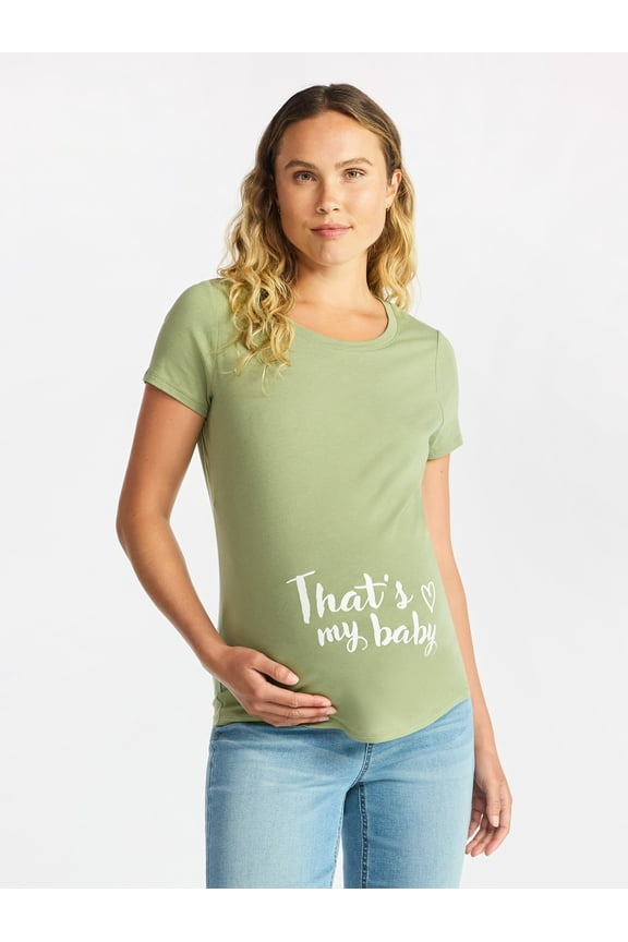 Women’s Maternity Graphic Tee with Short Sleeves, Sizes S-XXL