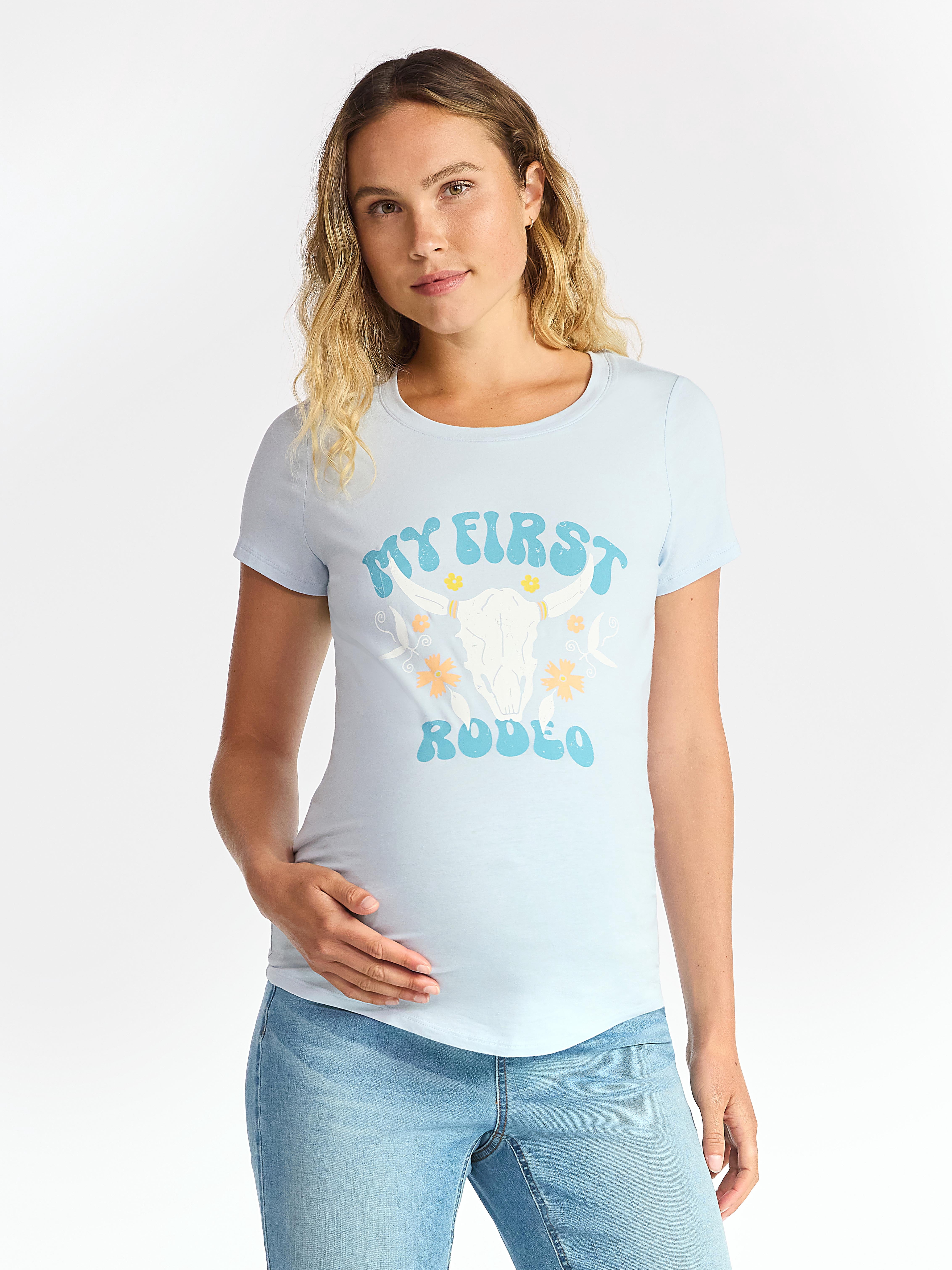 Time and Tru Women’s Maternity Graphic Tee with Short Sleeves, Sizes S-XXL