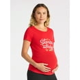 thumbnail image 1 of Time and Tru Women’s Maternity Christmas Graphic Tee with Short Sleeves, Sizes S-XXL, 1 of 5