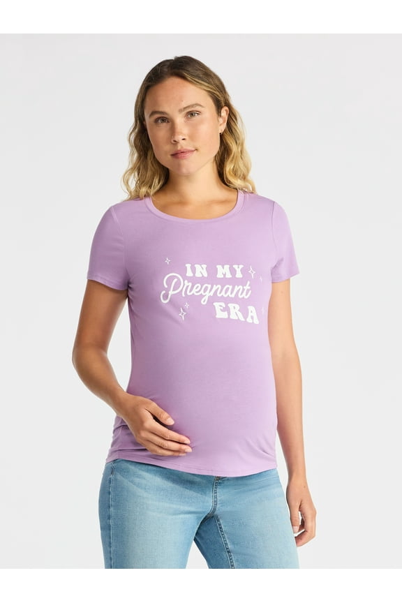 Women’s Maternity Graphic Tee with Short Sleeves, Sizes S-XXL