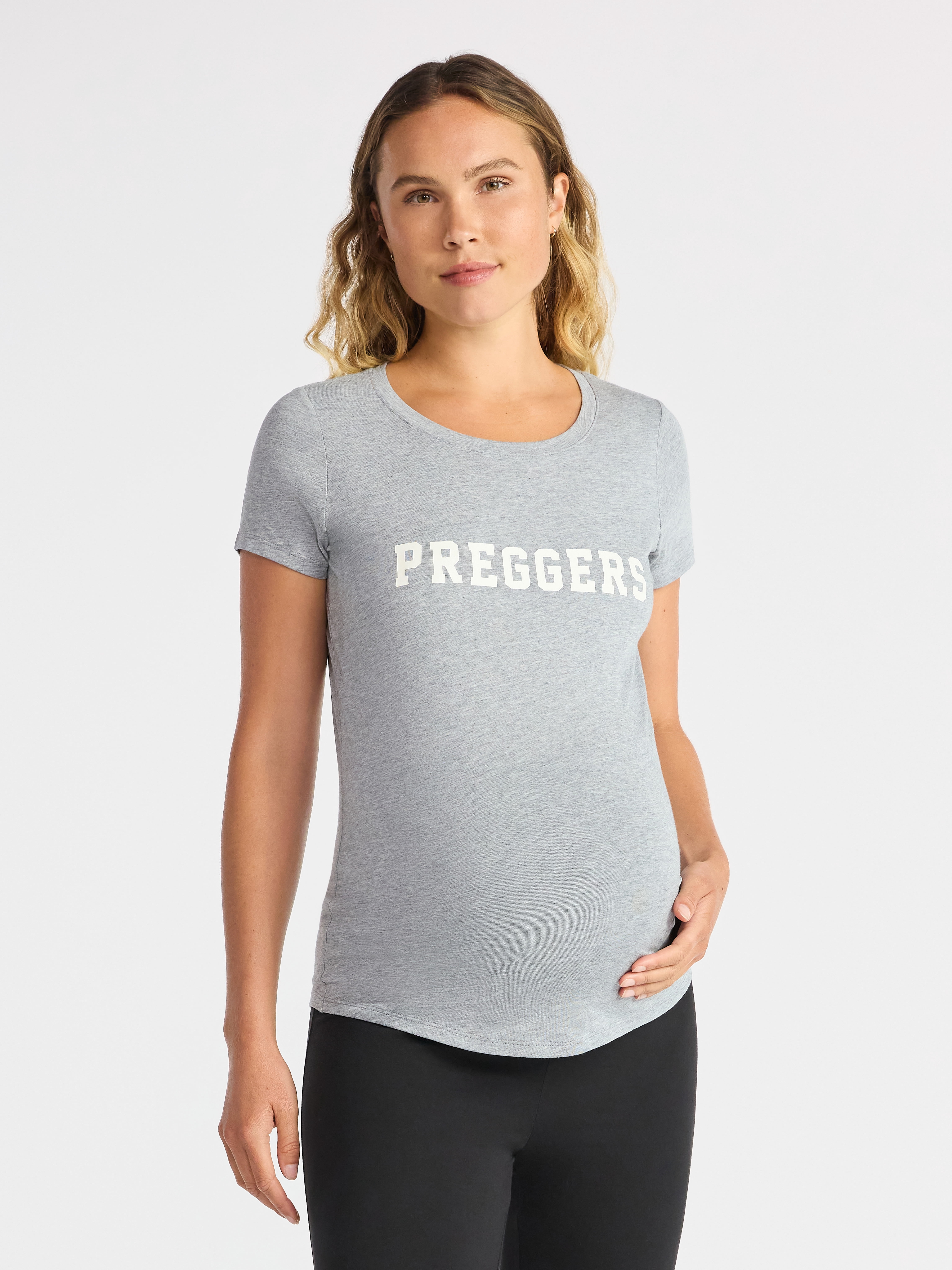 Time and Tru Women’s Maternity Graphic Tee with Short Sleeves, Sizes S-XXL