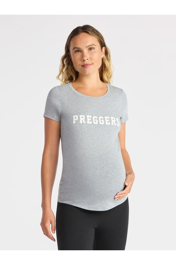 Women’s Maternity Graphic Tee with Short Sleeves, Sizes S-XXL