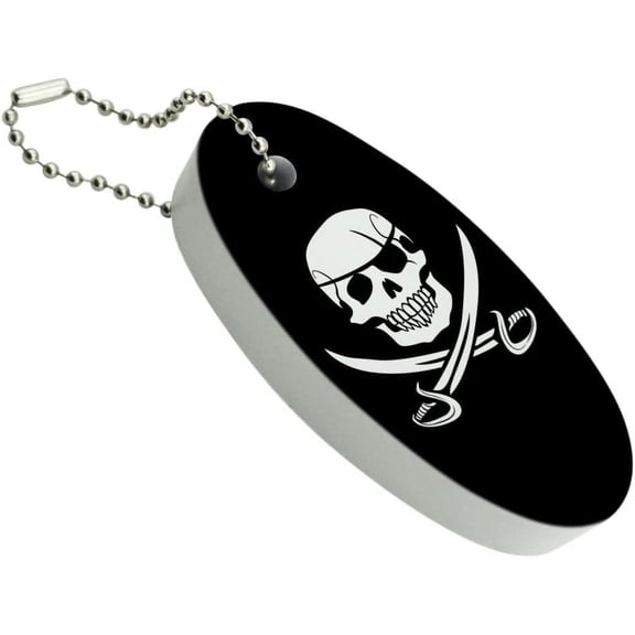 pirate skull crossed swords jolly roger floating foam keychain fishing boat buoy key float