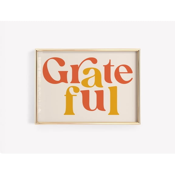 GRATEFUL, Landscape Spiritual Inspirational Print for Home Decor, Gratitude affirmation Positivity Positive thinking Meditation Dorm deco, Unframed Paper Poster 8x10in