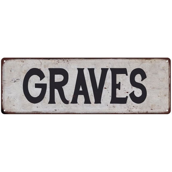 GRAVES Vintage Look Rustic Chic Metal Sign 6x18 106180036464