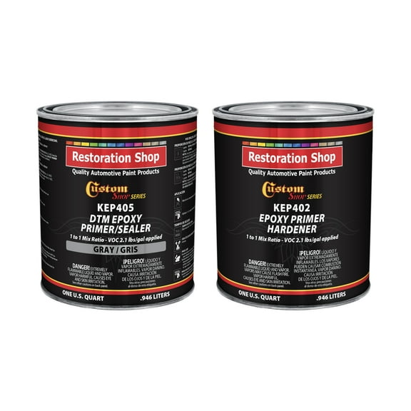 GRAY Epoxy Primer / Sealer 2.1 VOC (HALF GALLON KIT) 2 quarts - Anti-Corrosive DTM Direct to Metal Fast Dry Primer