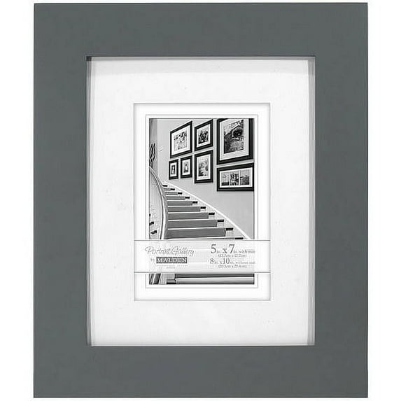 GRAY FLAT MANHATTAN 8x10 5x7 with coordinated soft-white mat - 5x7