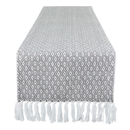 DII Mini Diamond Jacquard Fringe Table Runner