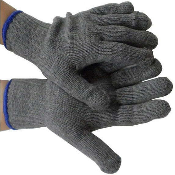 GRAY Medium Weight Cotton String Knit Gloves, Mens size
