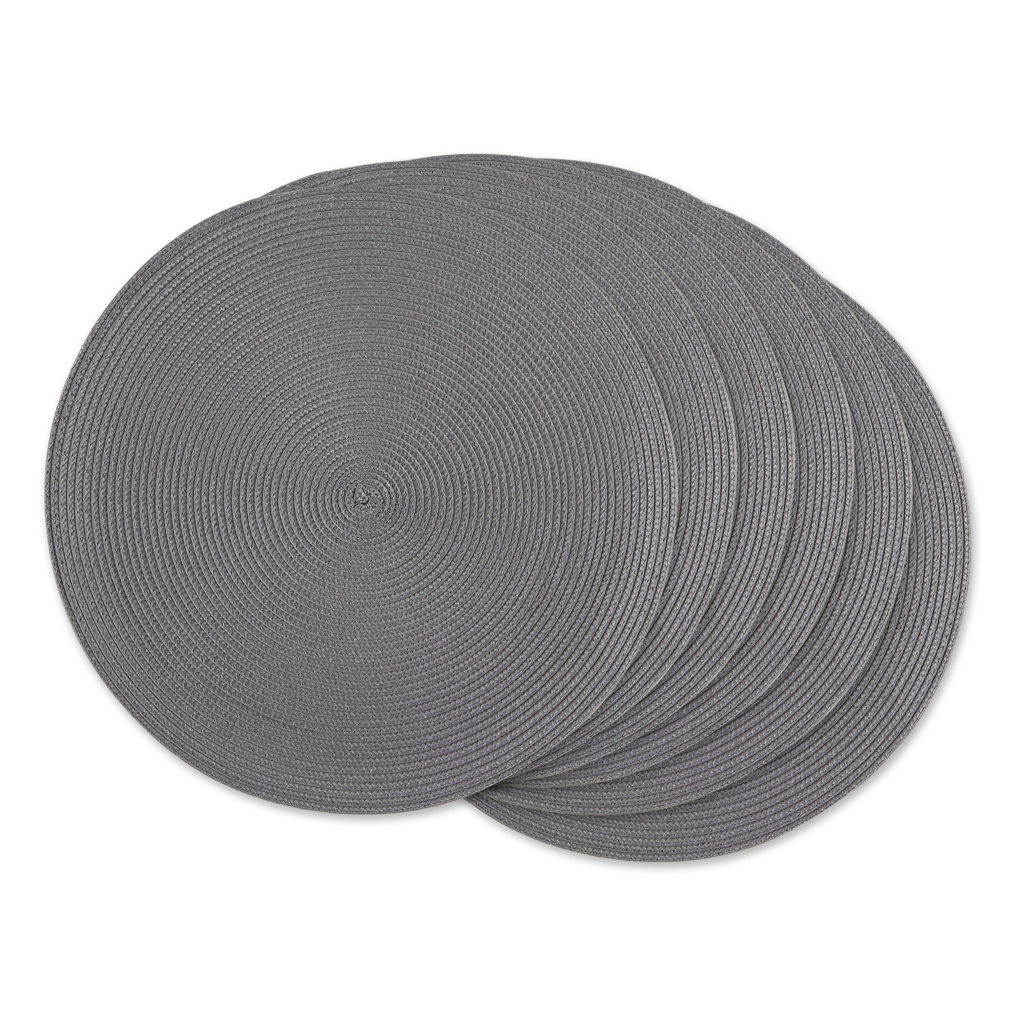 GRAY ROUND PP WOVEN PLACEMAT SET/6