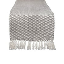 GRAY WOVEN TABLE RUNNER 15x72