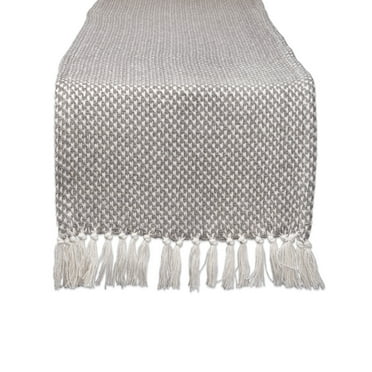 GRAY WOVEN TABLE RUNNER 15x72