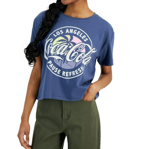 GRAYSON/THREADS Womens Coca Cola Graphic T-Shirt, Blue, Juniors, Large