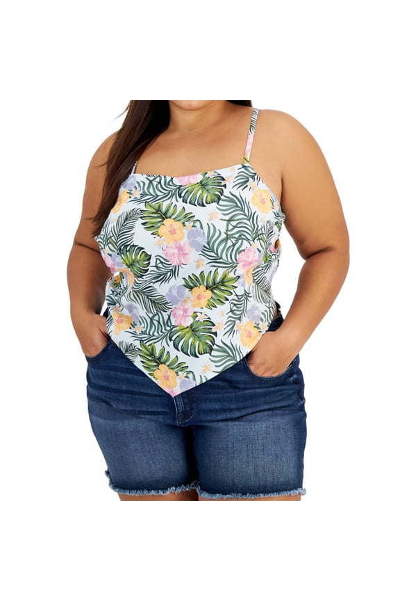 GRAYSON/THREADS Womens Floral Bandana Tank Top, Multicoloured, Plus Size, 1X