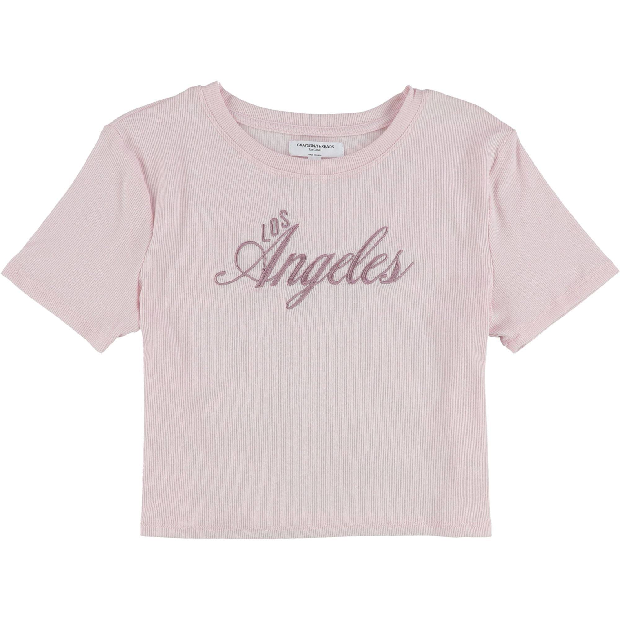 GRAYSON THREADS GRAYSON/THREADS Womens Los Angeles Graphic T-Shirt, Pink, Juniors, Medium