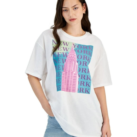 GRAYSON/THREADS Womens New York Graphic T-Shirt, Multicoloured, Juniors, Medium
