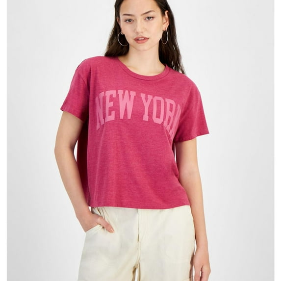 GRAYSON/THREADS Womens New York Print Graphic T-Shirt, Red, Juniors, Large
