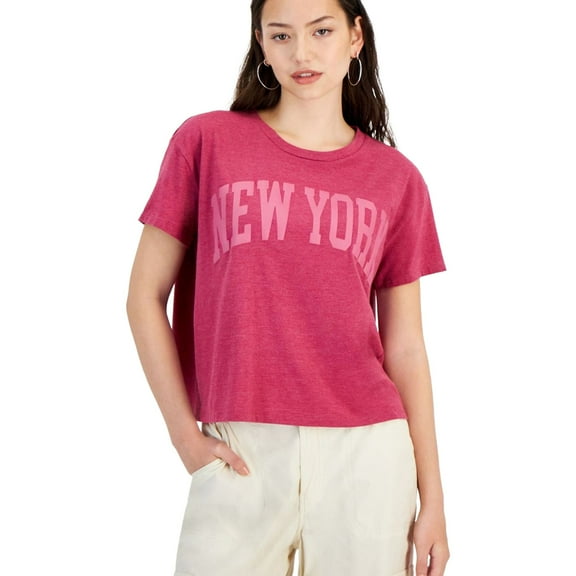 GRAYSON/THREADS Womens New York Print Graphic T-Shirt, Red, Juniors, Medium
