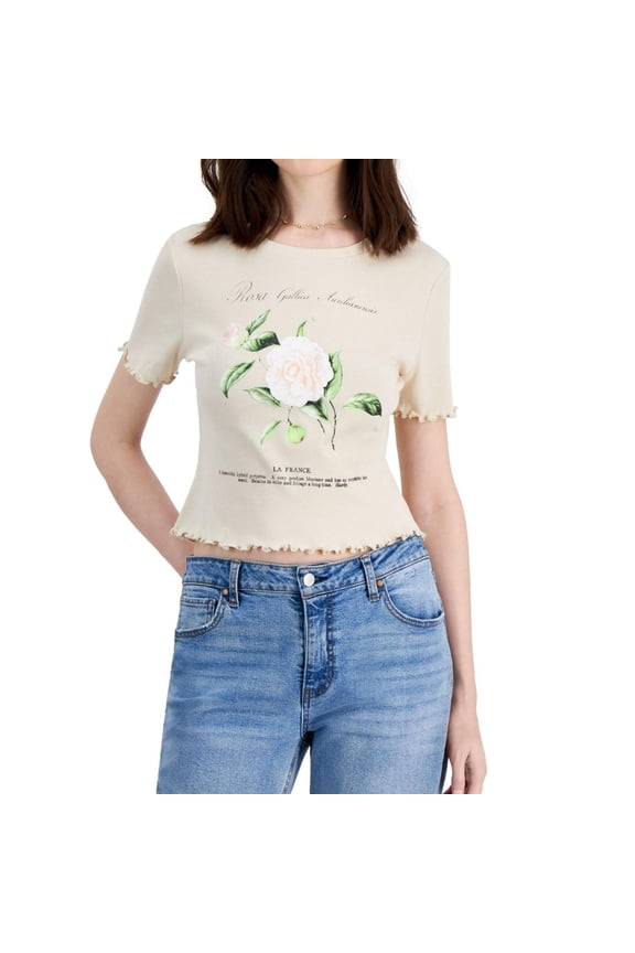 GRAYSON/THREADS Womens Rosa Gallica Graphic T-Shirt, Beige, Juniors, Large