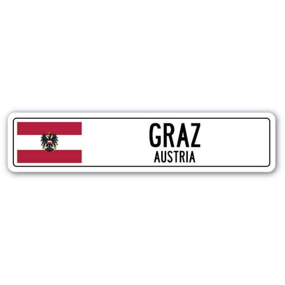 GRAZ AUSTRIA Street Sign Austrian flag city country road wall gift