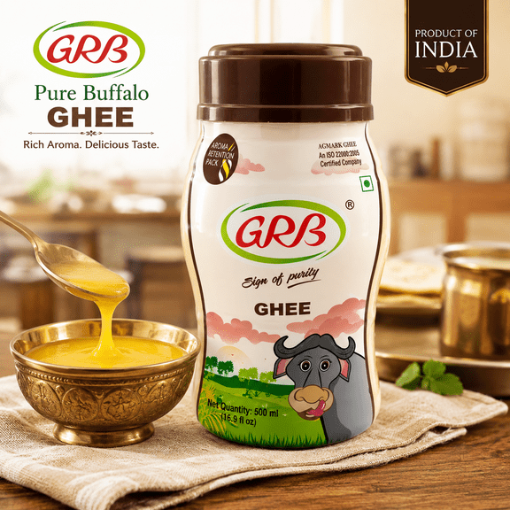 GRB Pure Buffalo Ghee - 500 Ml (16.9 Fl Oz)