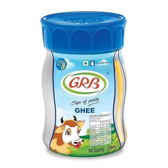 GRB Cow Ghee 200ml, Pure Desi Ghee from 100% Cows Milk | Rich Aroma, Granular Texture | Clarified Butter | Made in India