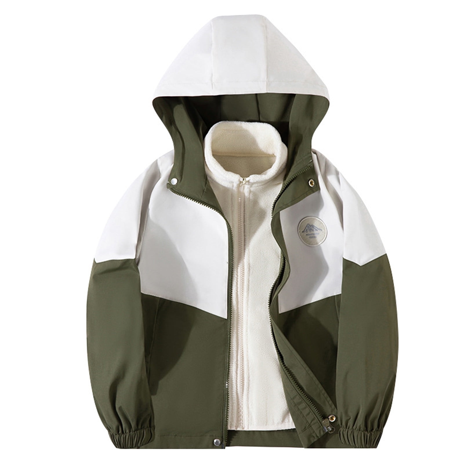 GRBOZC Girls 3 in 1 Color Block Waterproof Winter Rain Jacket, Outdoor