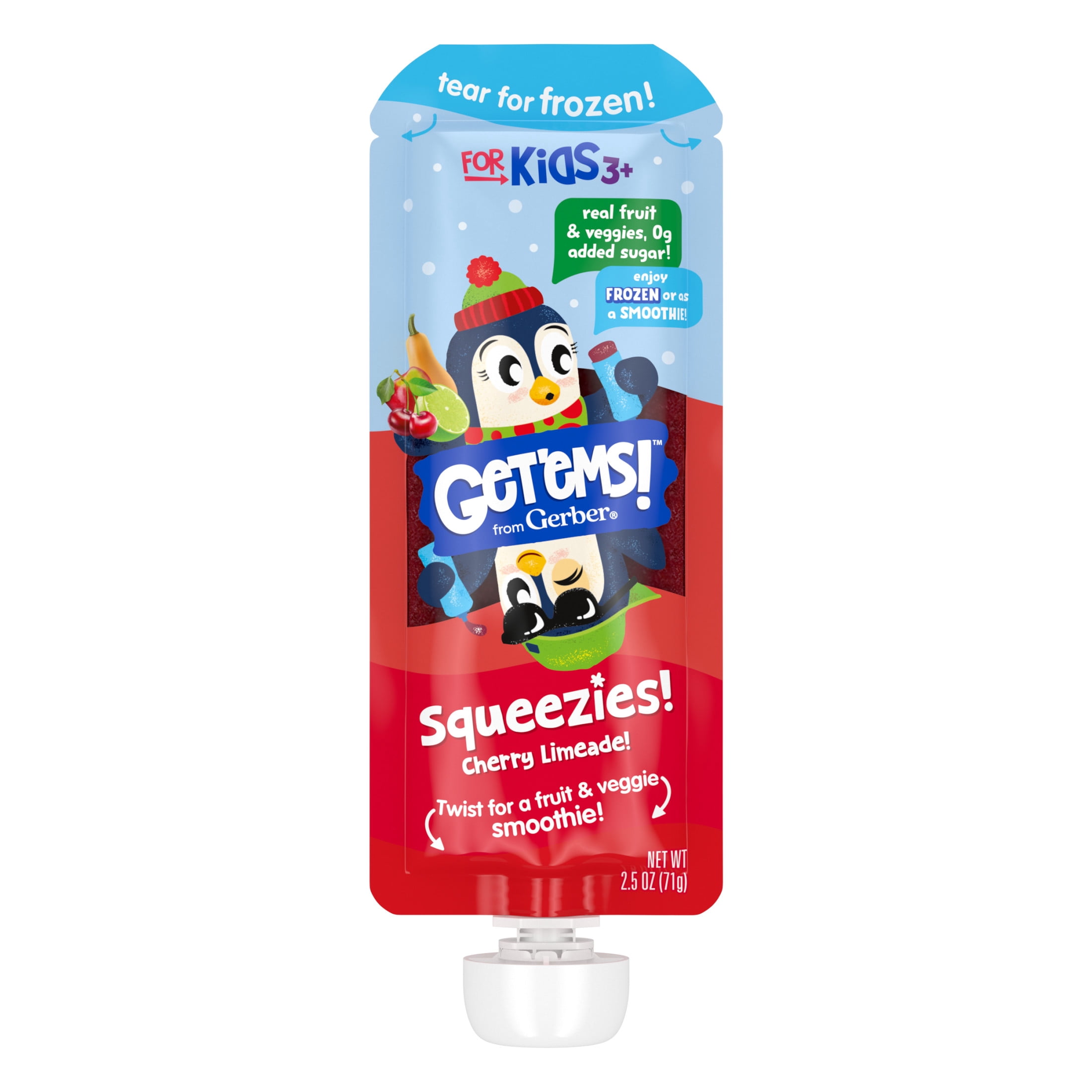 Gerber Get'ems Squeezies, Cherry Limeade Smoothie Pouches