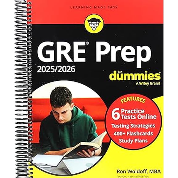 GRE Prep 2025/2026 for Dummies: Book + 6 Practice Tests + 400 Flashcards Online (Spiral Bound)