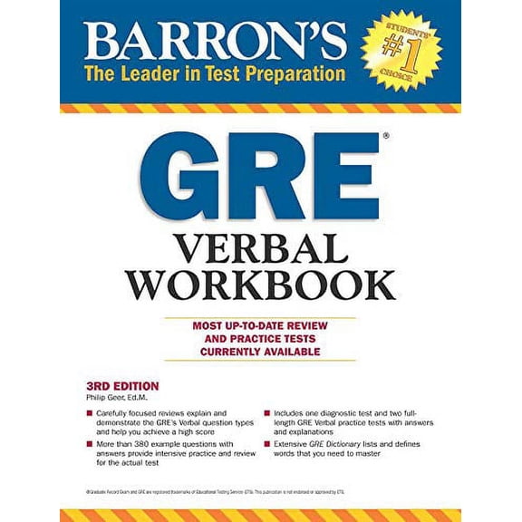 Pre-Owned GRE Verbal Workbook (Paperback) 1438009585 9781438009582