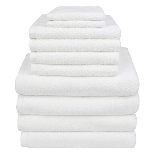GREAT 10 Piece, White Bath Towel Set, Pc