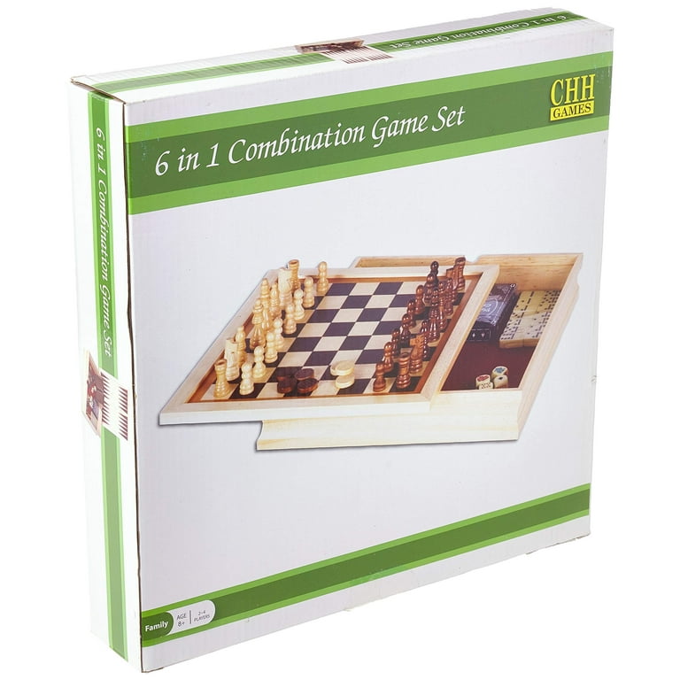 GREAT 6 - IN - 1 GAME SET: Chess, Checkers, Backgammon, Poker Dice