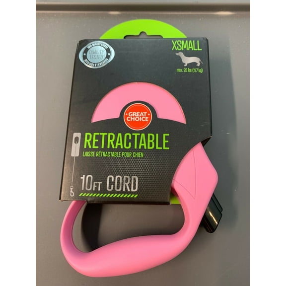 GREAT CHOICE Retractable 10ft Cord Leas Pink