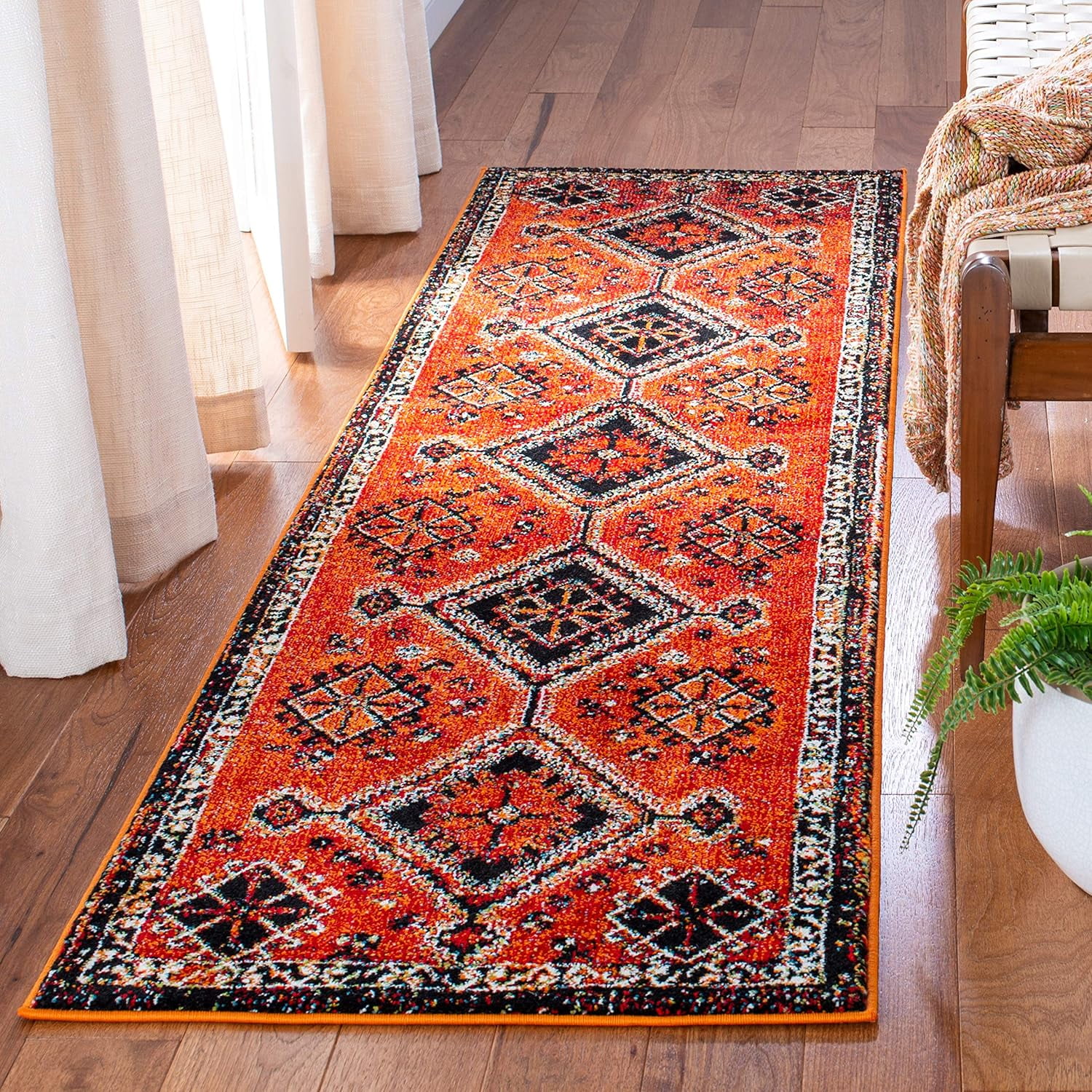 GREAT Hamadan Collection Runner Rug 2'3" X 10', Orange & Red