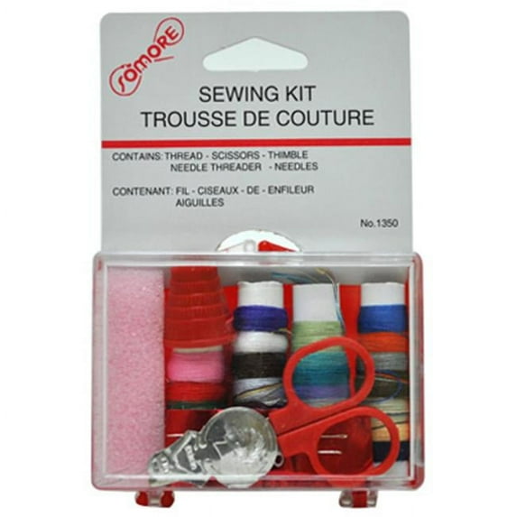 GREAT LAKES WHOLESALE 6253201350 Hard Plastic Travel Sewing Kit in Recolorable Case with Thread Scissors