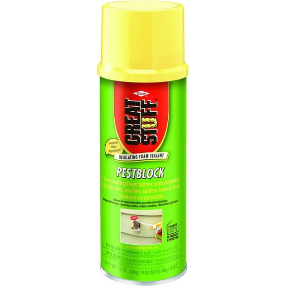 GREAT STUFF 11000714, Foam, Clear Pest block Insulating Industrial Sealant, 12 oz