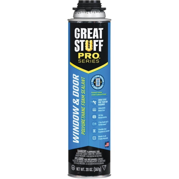 GREAT STUFF PRO Window & Door Gap Filler | Gun-Applied Insulating Foam Sealant, 20 oz. Can – Yellow