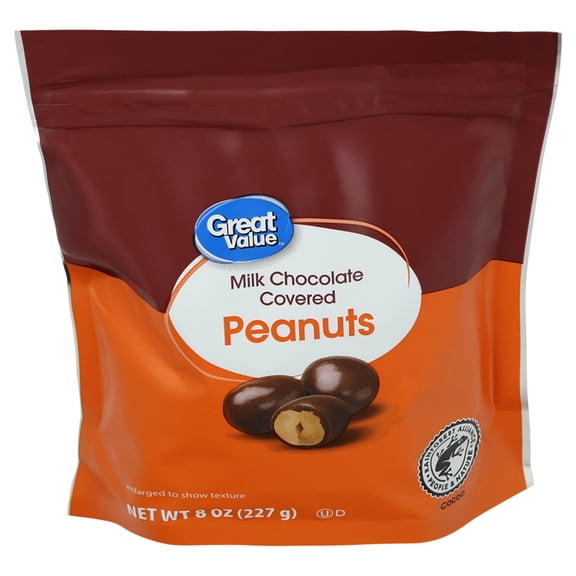 Great Value Milk Chocolate Covered Peanuts, 8 oz